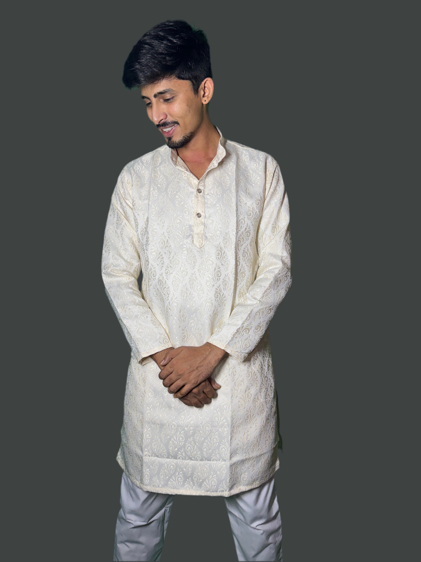 Jacquard Kurta Men’s White 1012