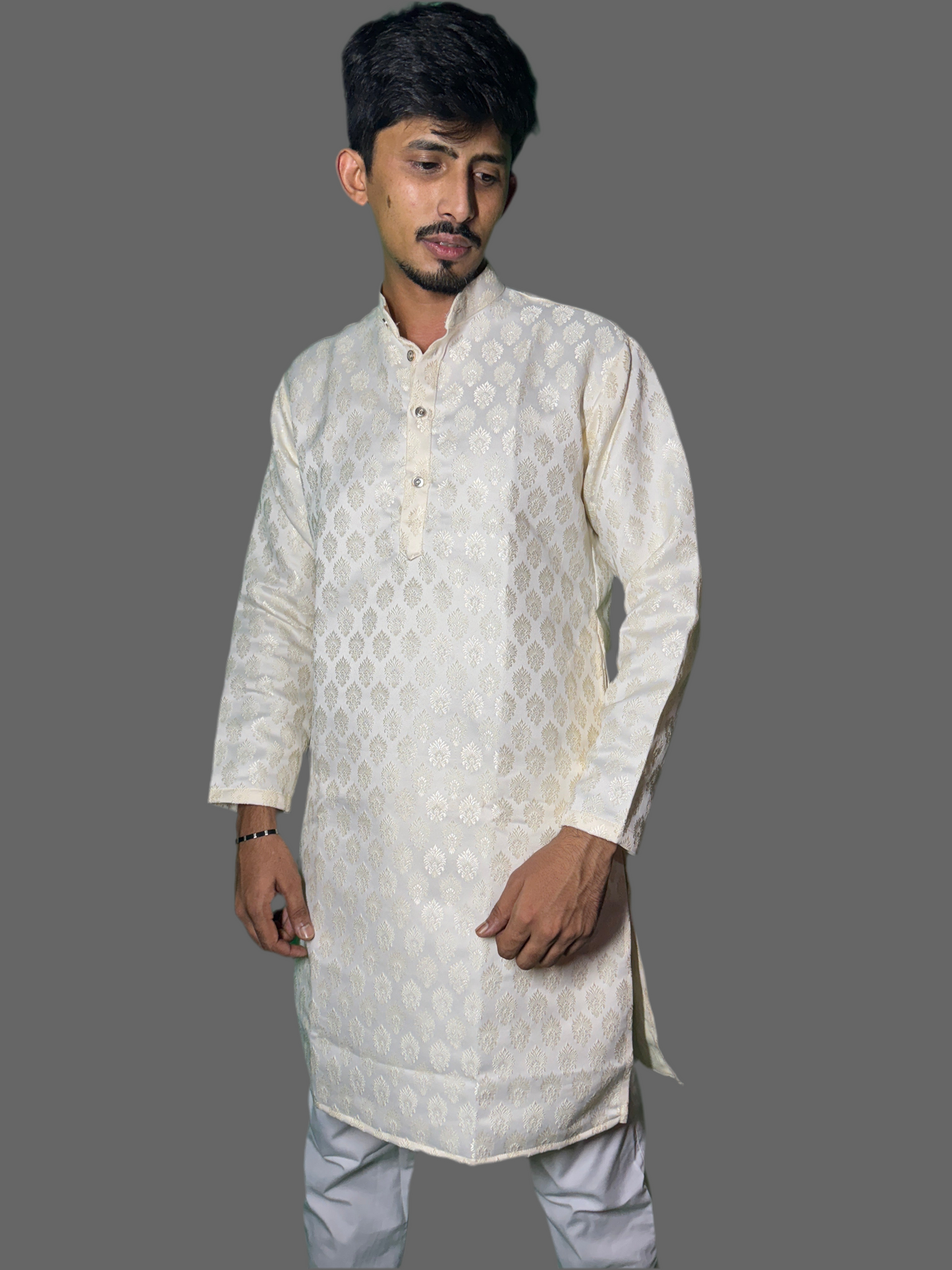 Jacquard Kurta Men’s White 1022