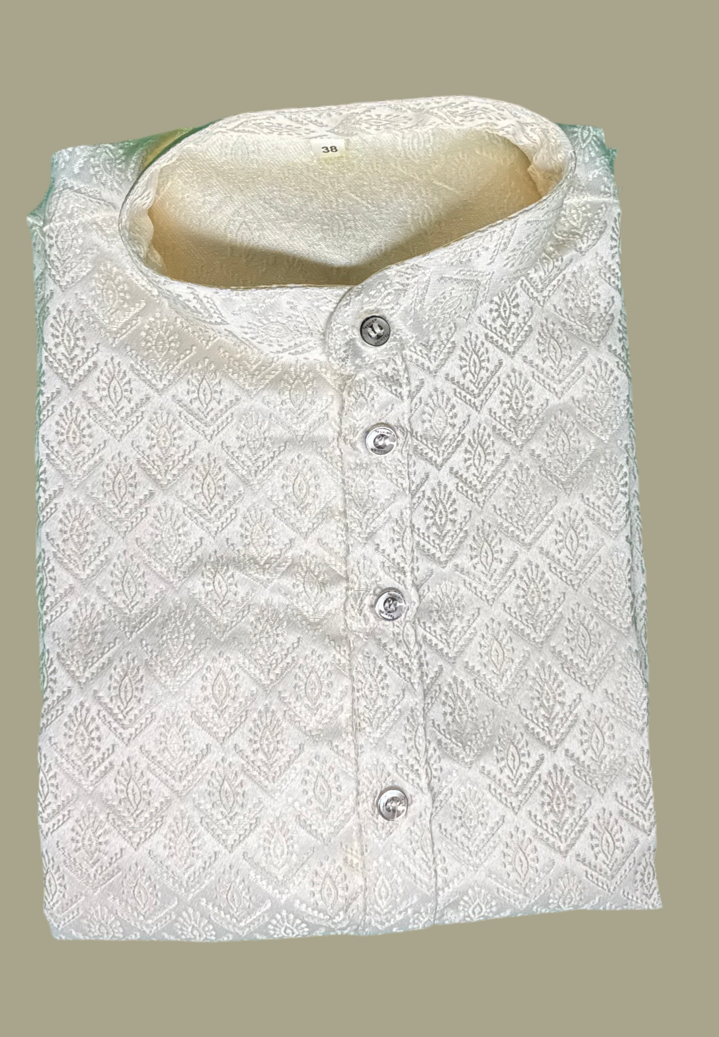 Jacquard Kurta Men’s White 1008