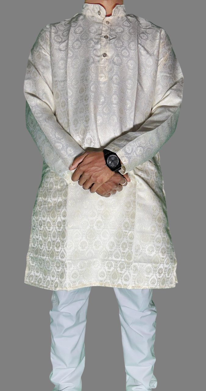 Jacquard Kurta Men’s White 1010