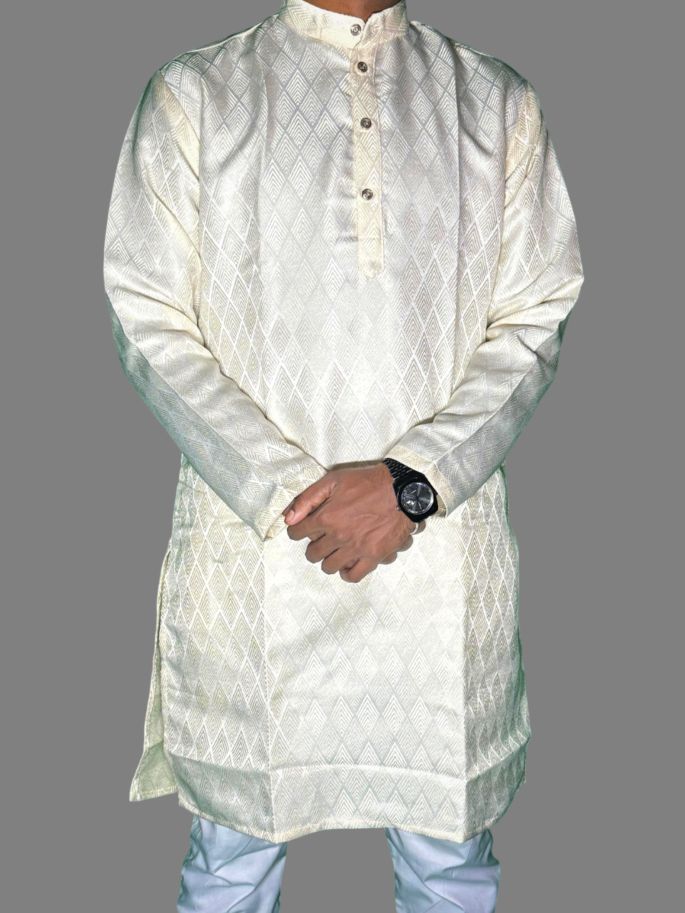 Jacquard Kurta Men’s White 1006