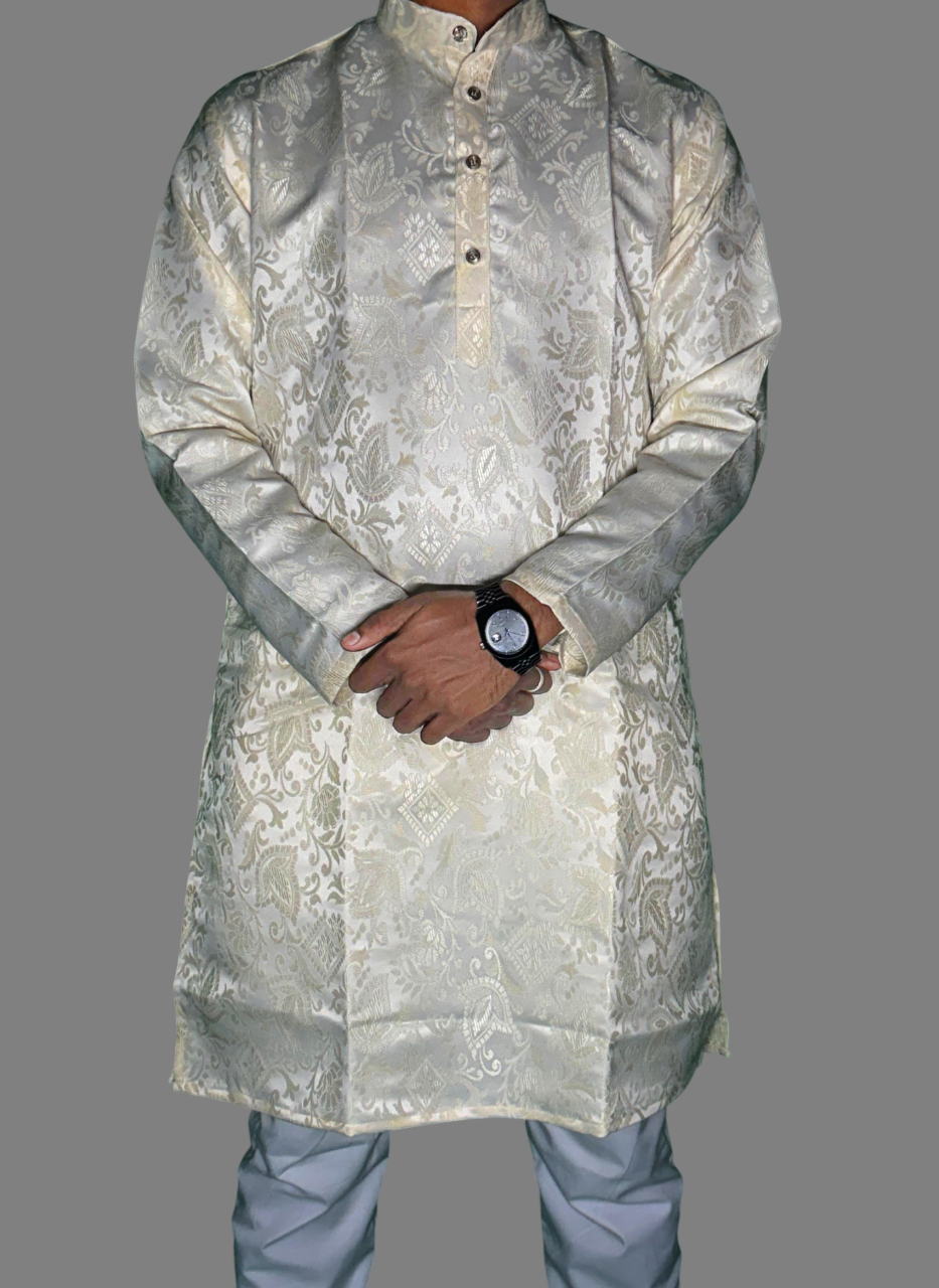 Jacquard Kurta Men’s White 1007