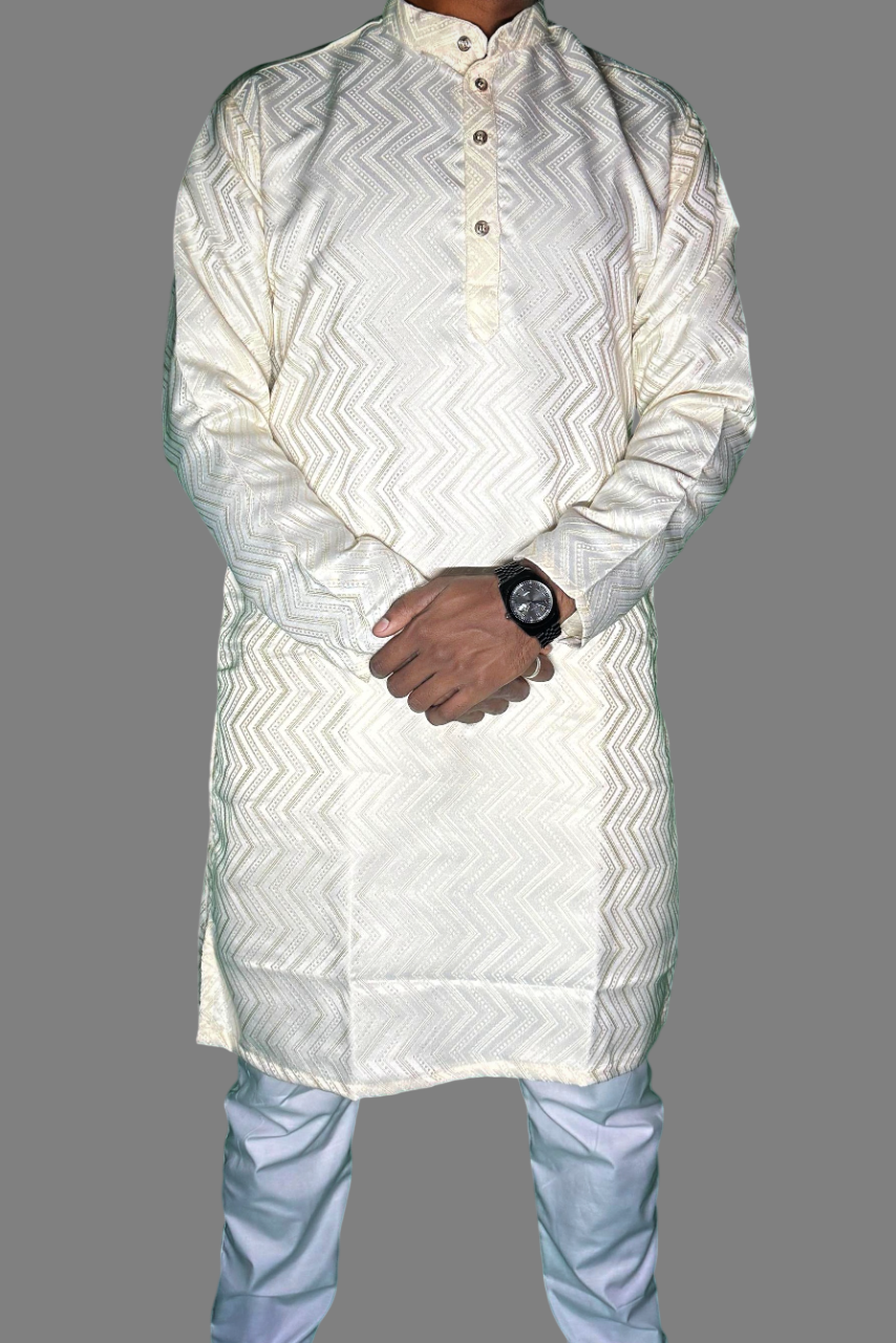 Jacquard Kurta Men’s White 1011