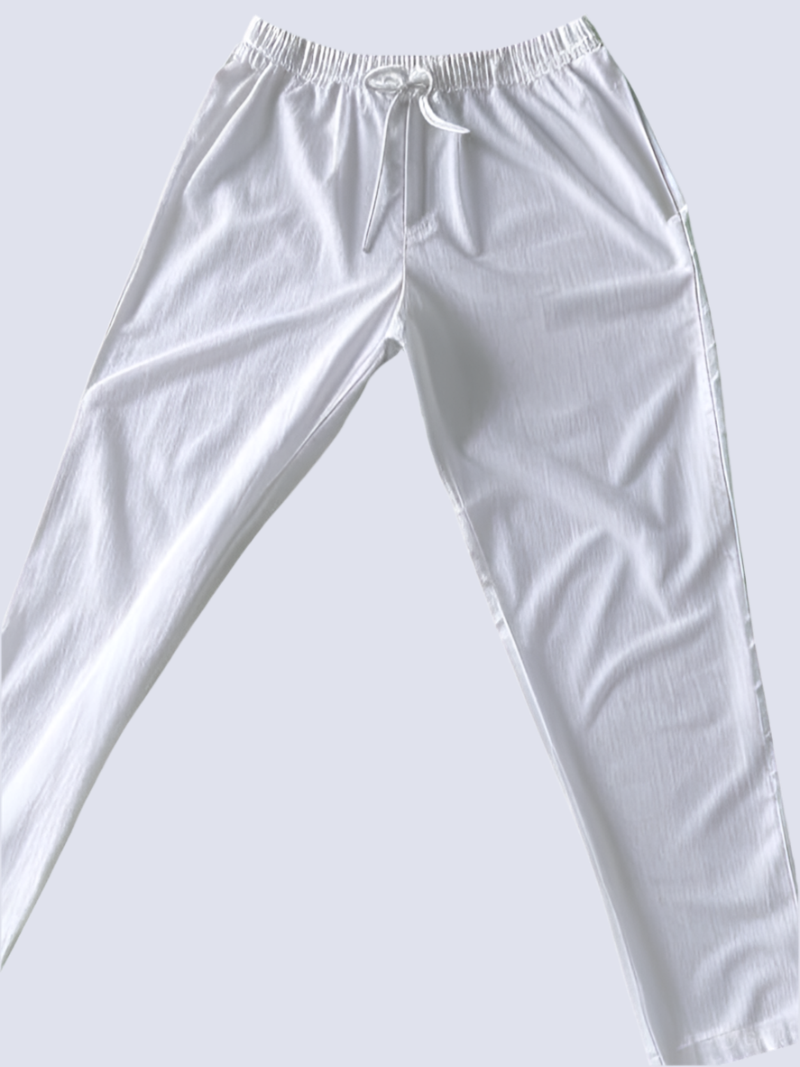 Classic White Elastic Waist Pajama for Men