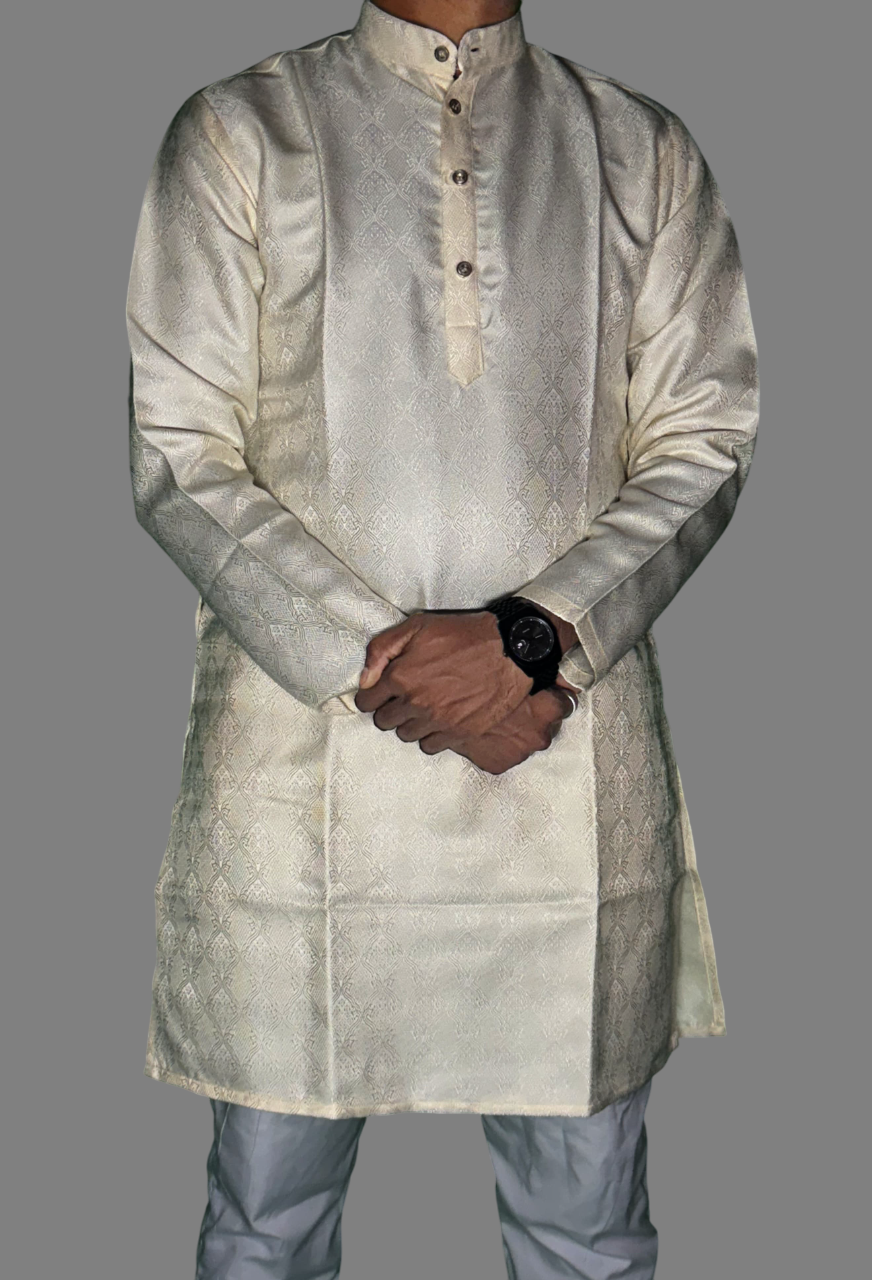 Jacquard Kurta Men’s White 1005