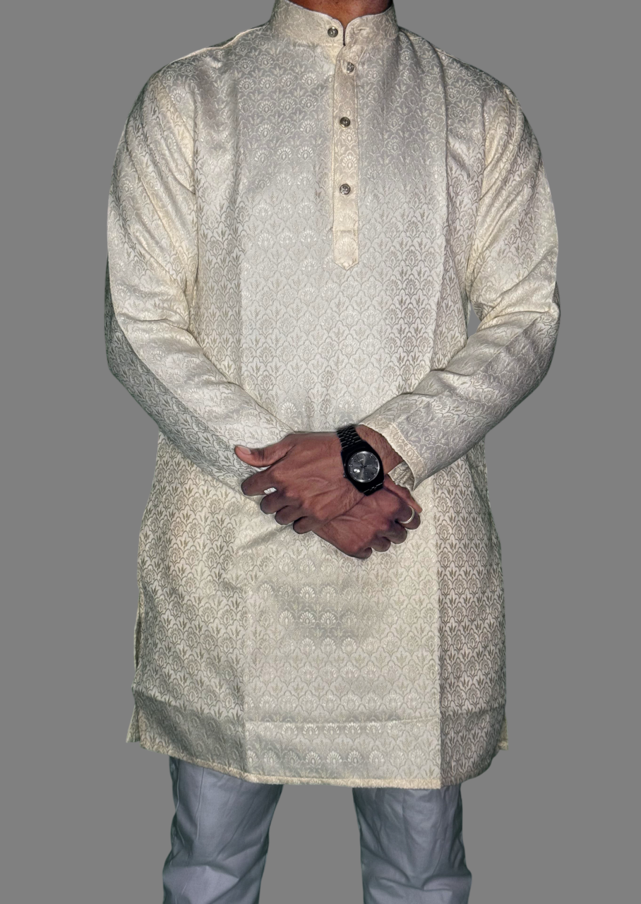 Jacquard Kurta Men’s White 1020