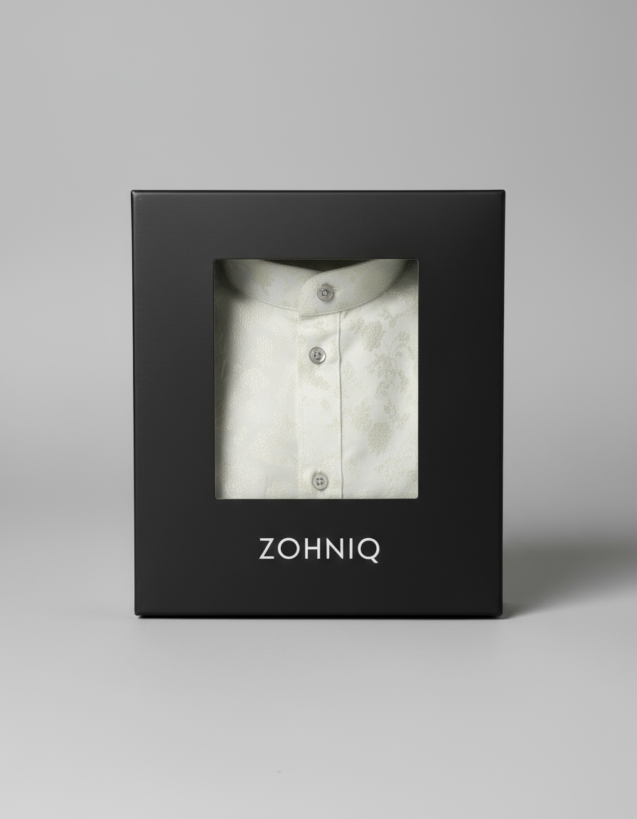 Jacquard Kurta Men’s White 1015