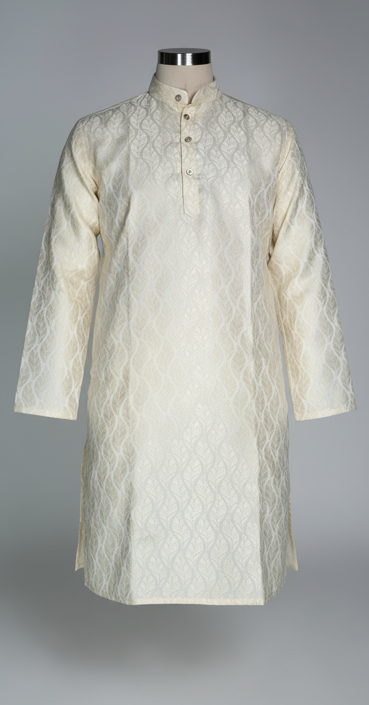 Jacquard Kurta Men’s White 1009