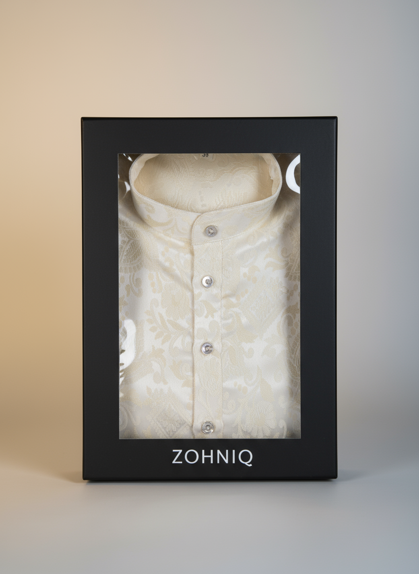 Jacquard Kurta Men’s White 1007