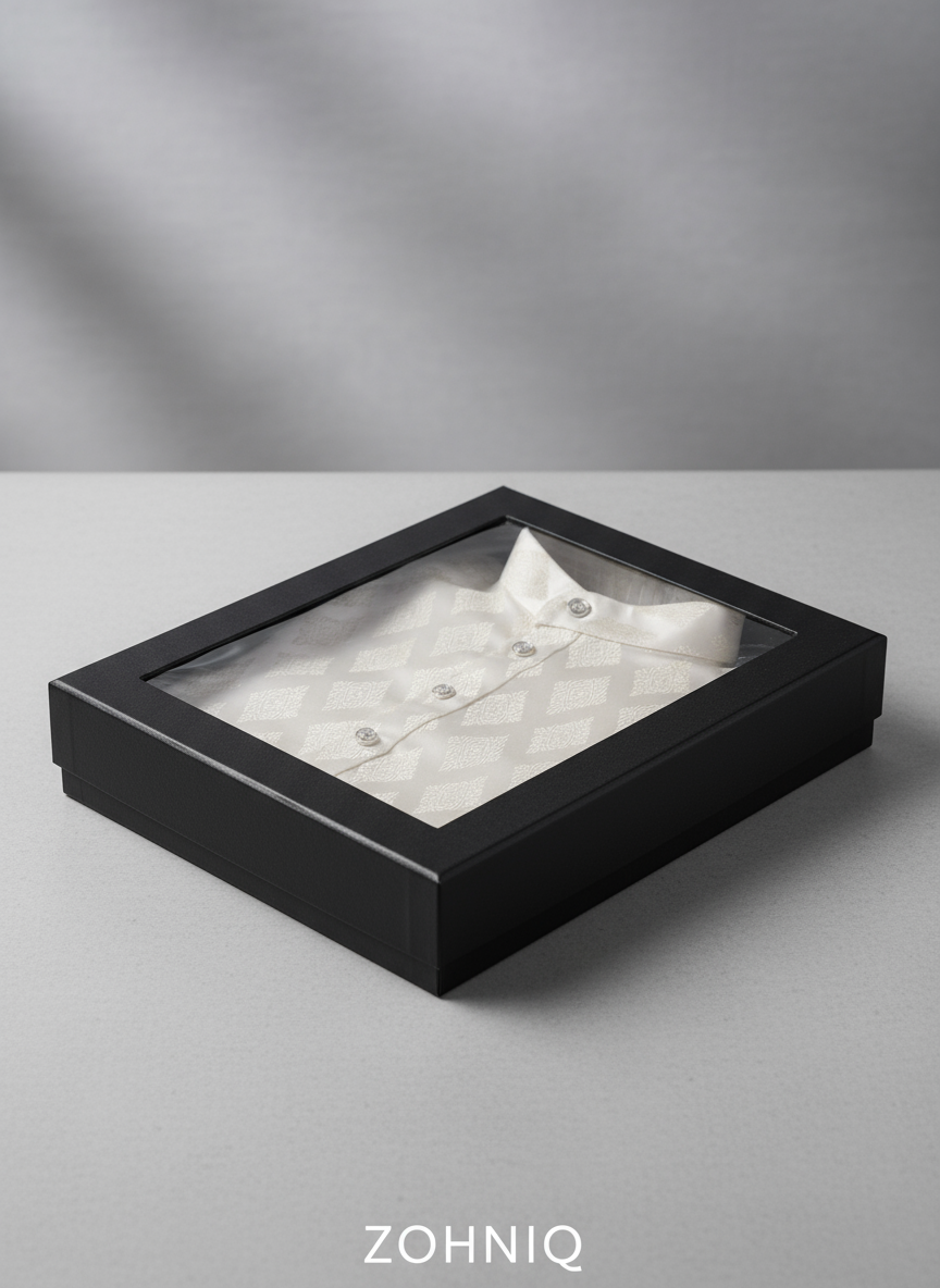 Jacquard Kurta Men’s White 1013