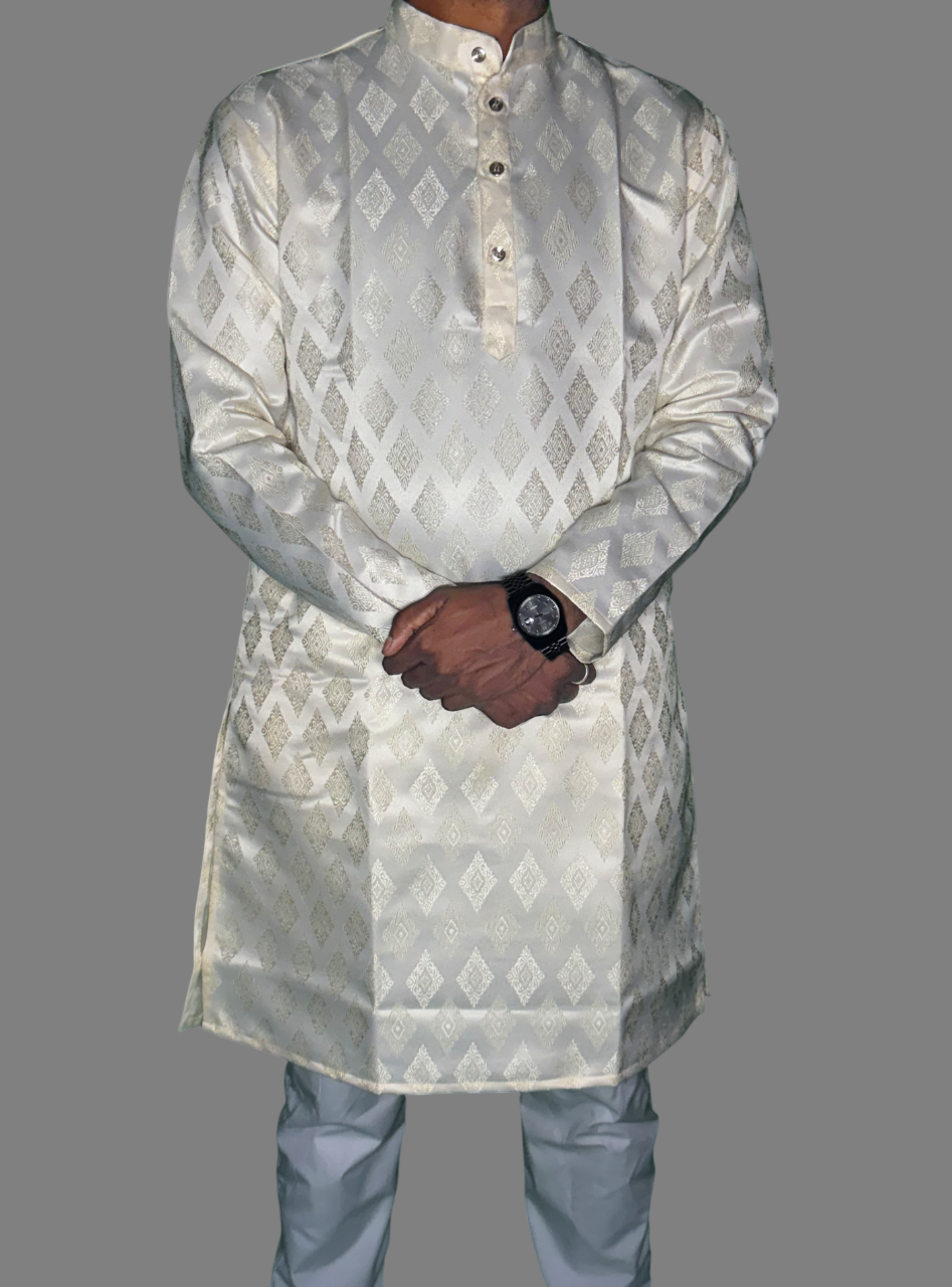 Jacquard Kurta Men’s White 1013