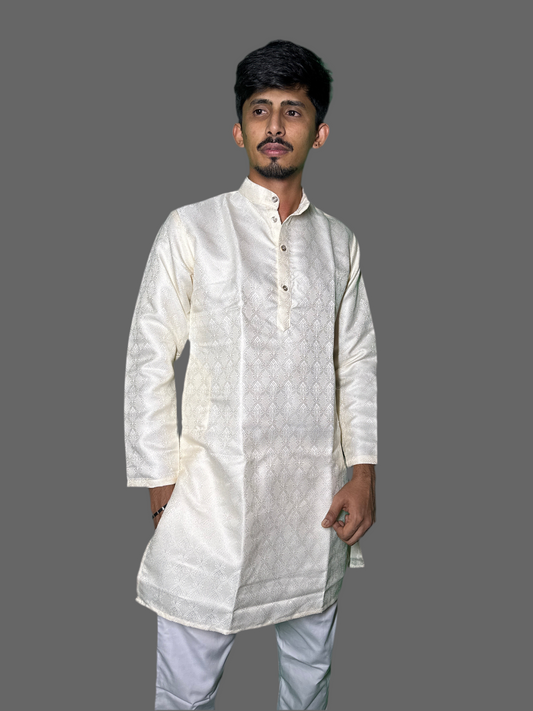 Jacquard Kurta Men’s White 1005
