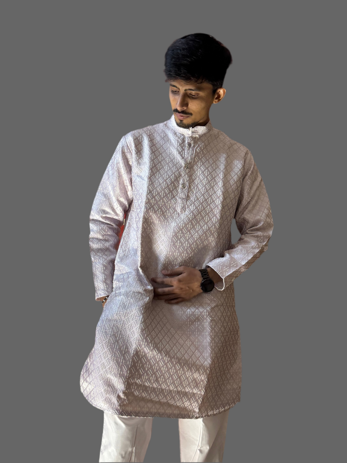 Elegant Jacquard Purple Kurta for Men