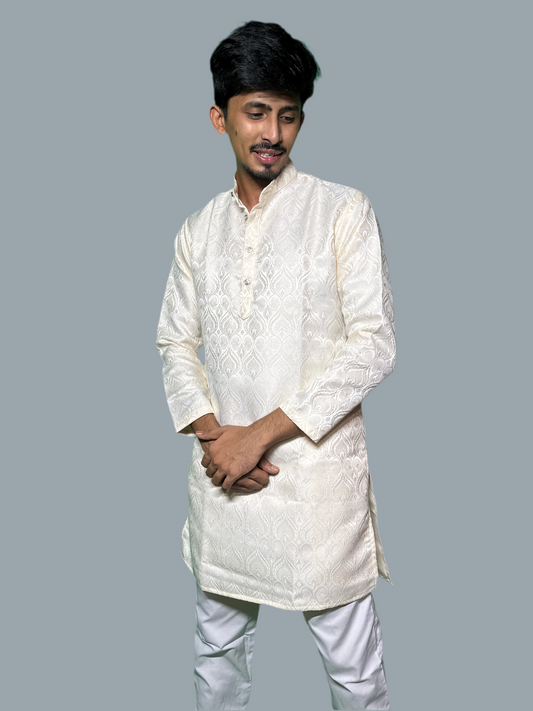 Jacquard Kurta Men’s White 1021