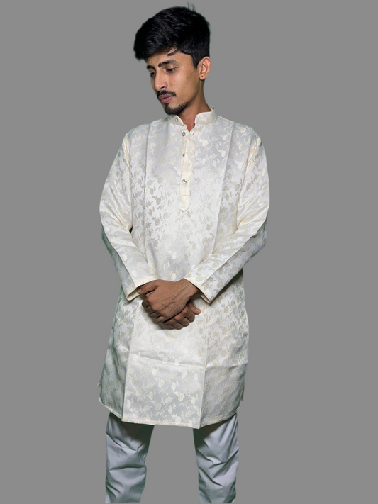 Jacquard Kurta Men’s White 1015