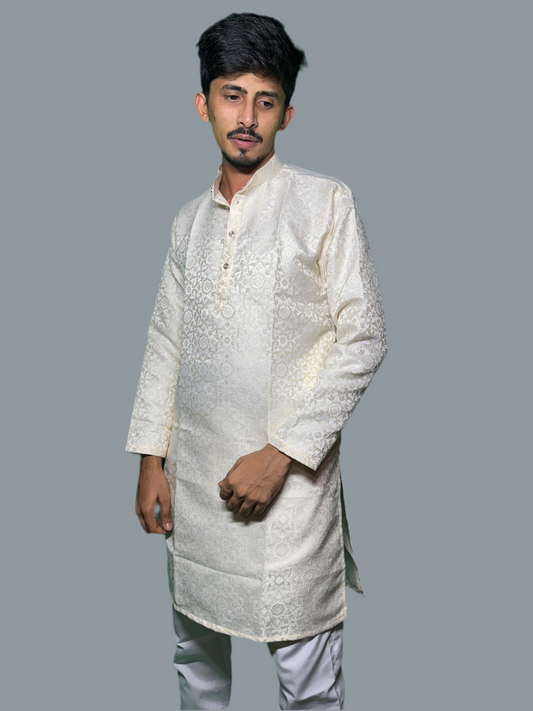 Jacquard Kurta Men’s White 1017