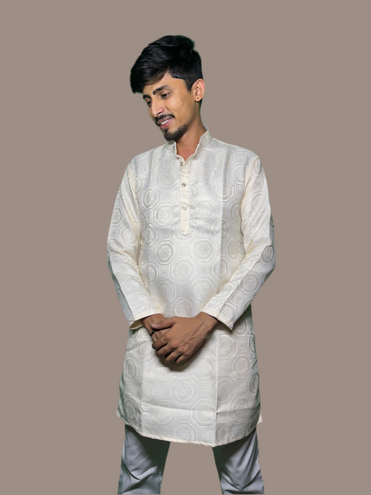 Jacquard Kurta Men’s White 1018