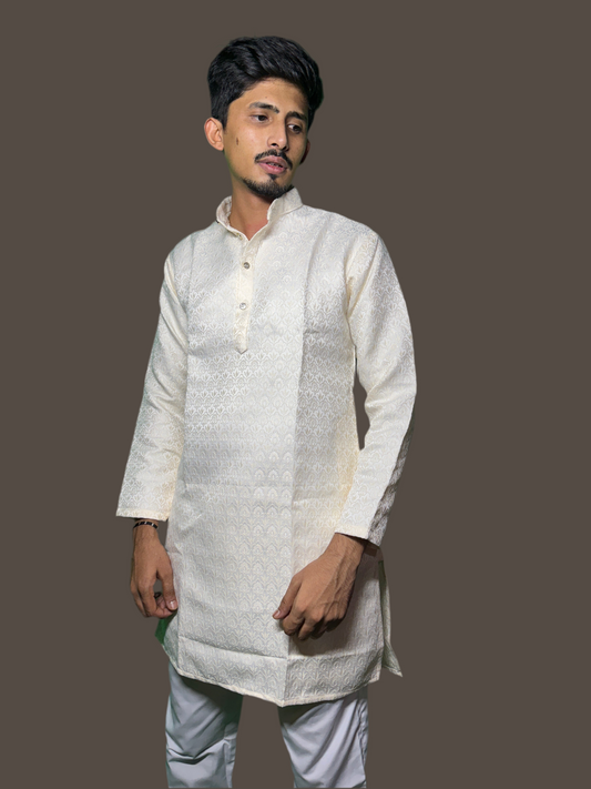 Jacquard Kurta Men’s White 1020