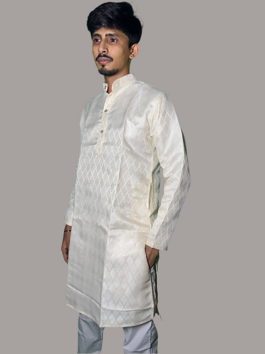 Jacquard Kurta Men’s White 1006