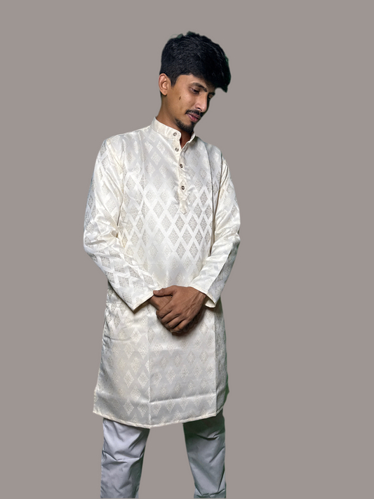 Jacquard Kurta Men’s White 1013