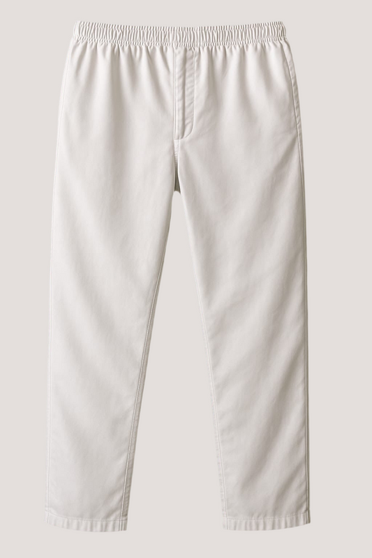 Classic White Elastic Waist Pajama for Men