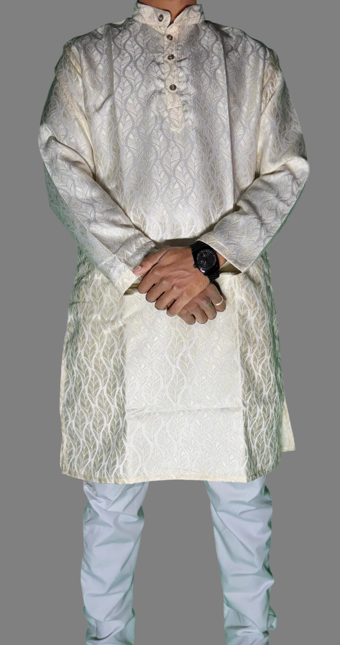 Jacquard Kurta Men’s White 1009