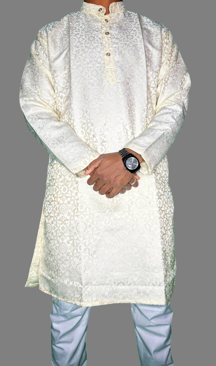 Jacquard Kurta Men’s White 1017