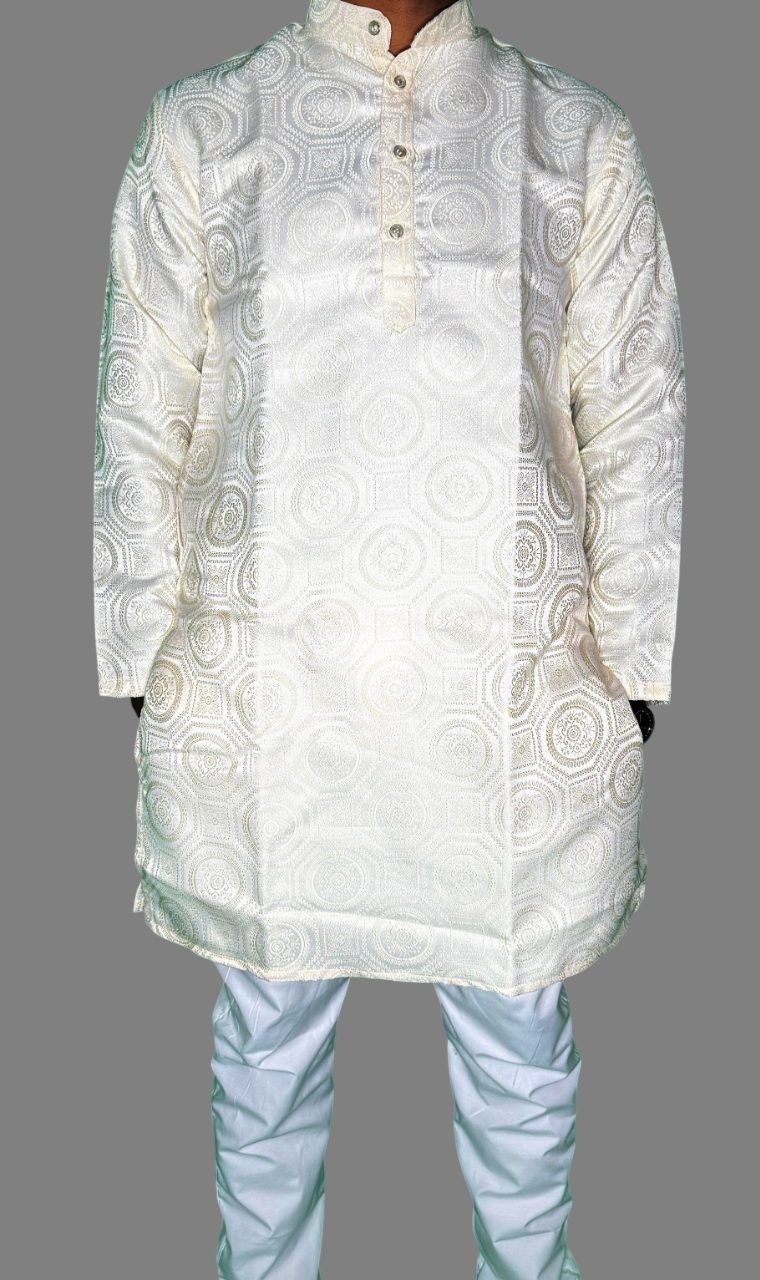Jacquard Kurta Men’s White 1018