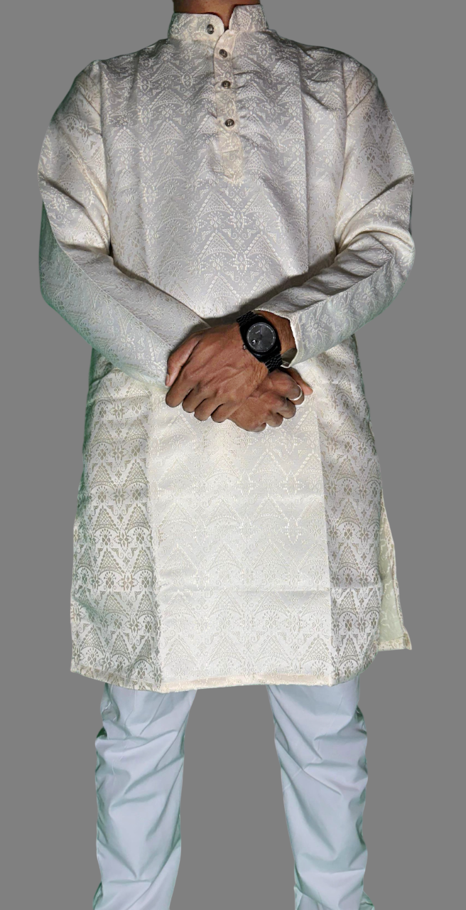 Jacquard Kurta Men’s White 1019