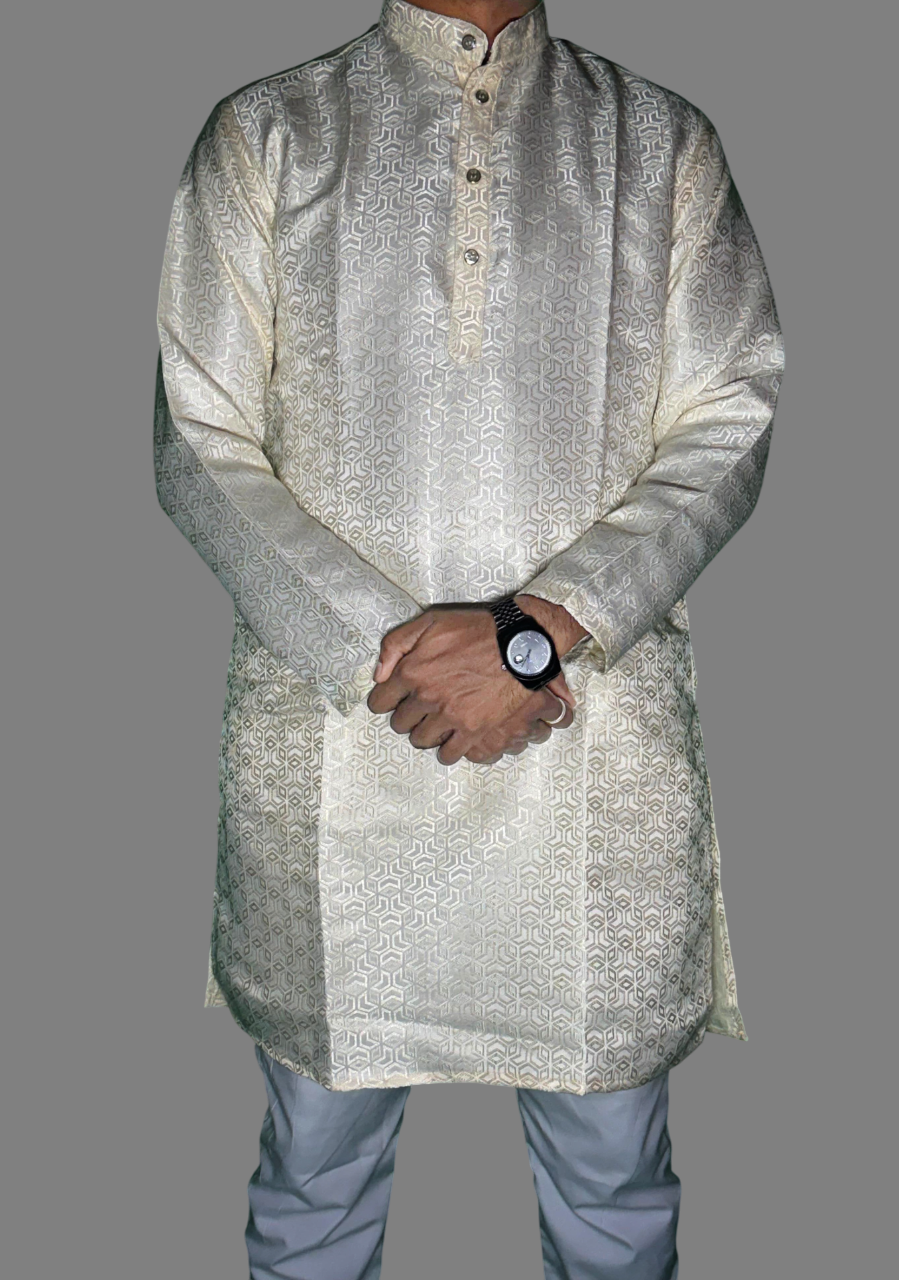 Jacquard Kurta Men’s White 1004