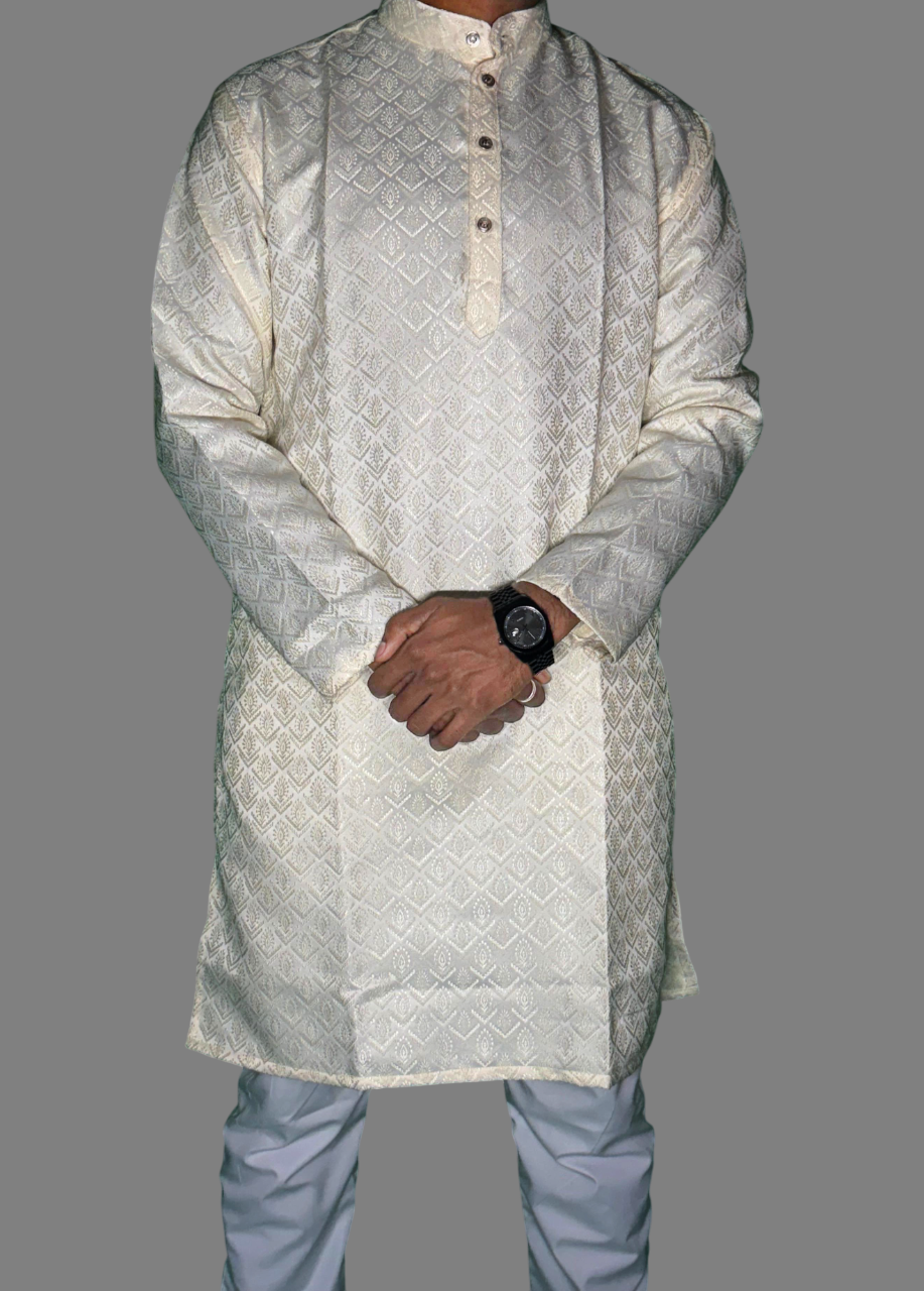 Jacquard Kurta Men’s White 1008