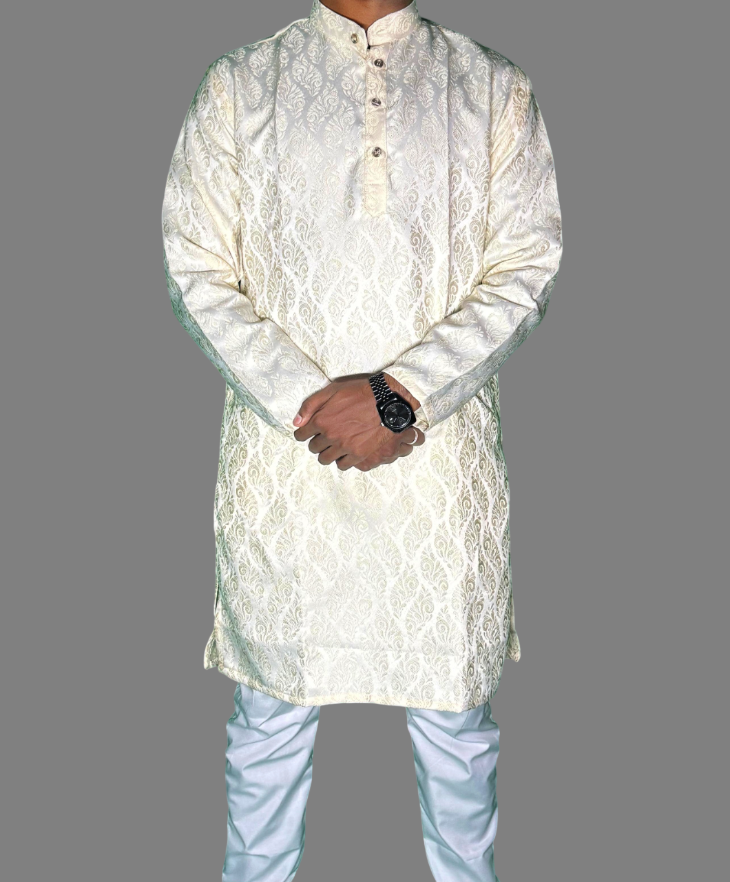 Jacquard Kurta Men’s White 1012