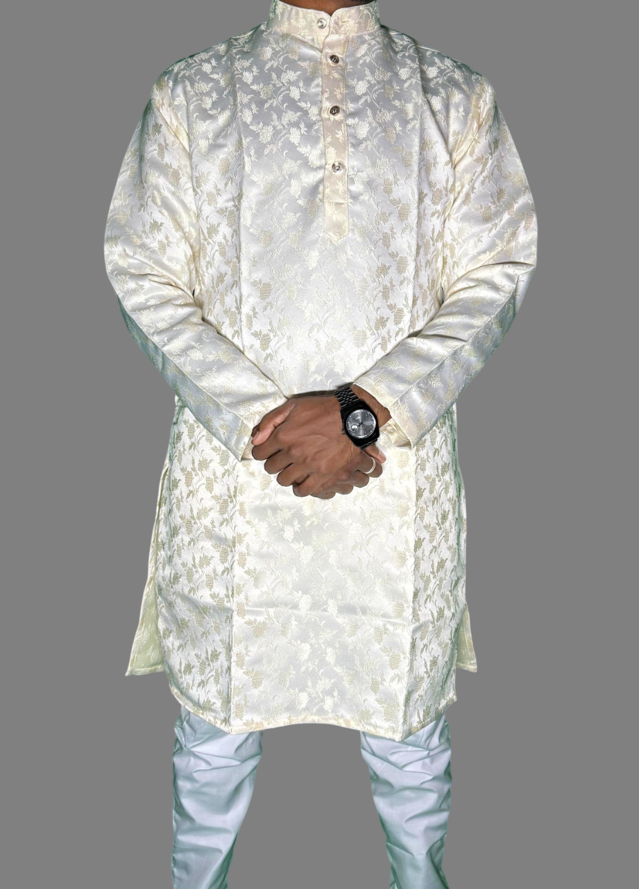 Jacquard Kurta Men’s White 1015