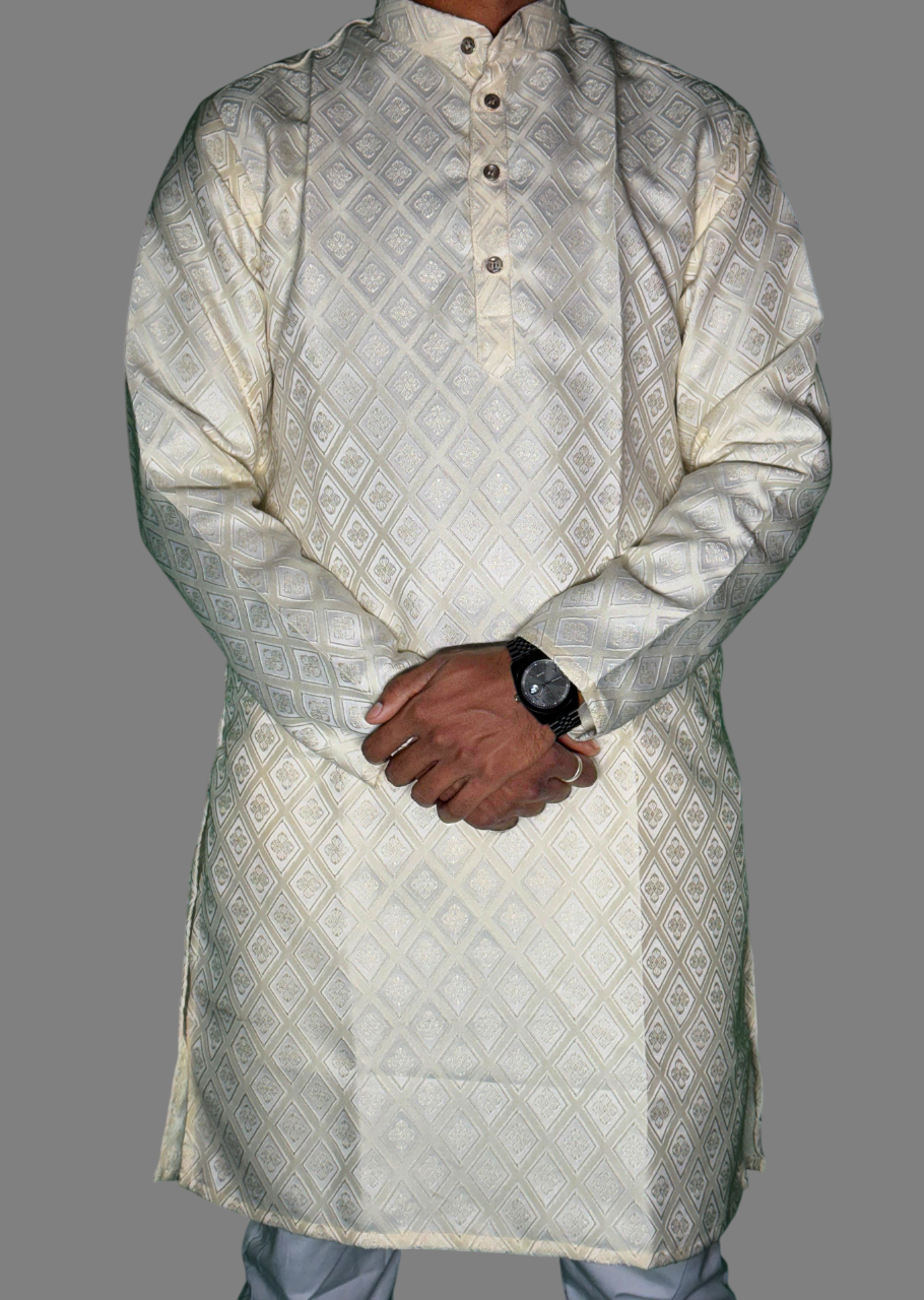 Jacquard Kurta Men’s White 1014
