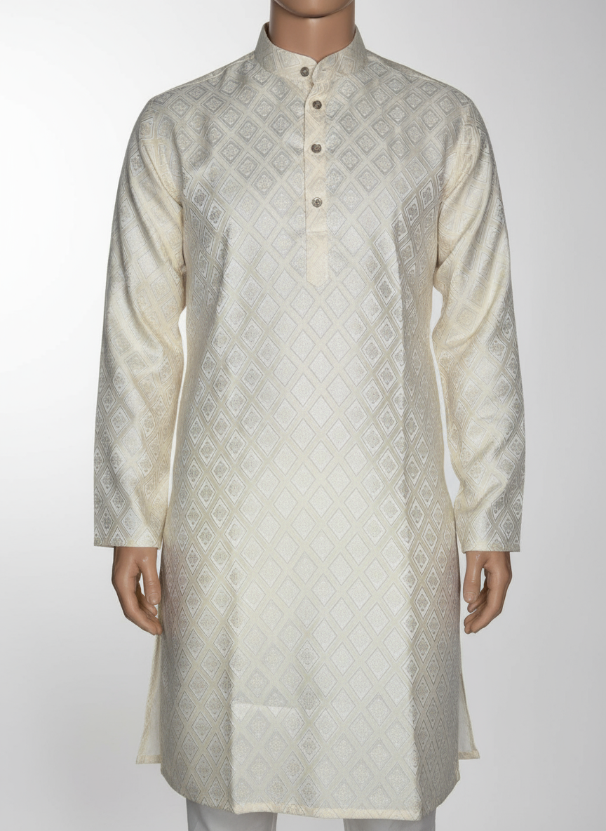 Jacquard Kurta Men’s White 1014