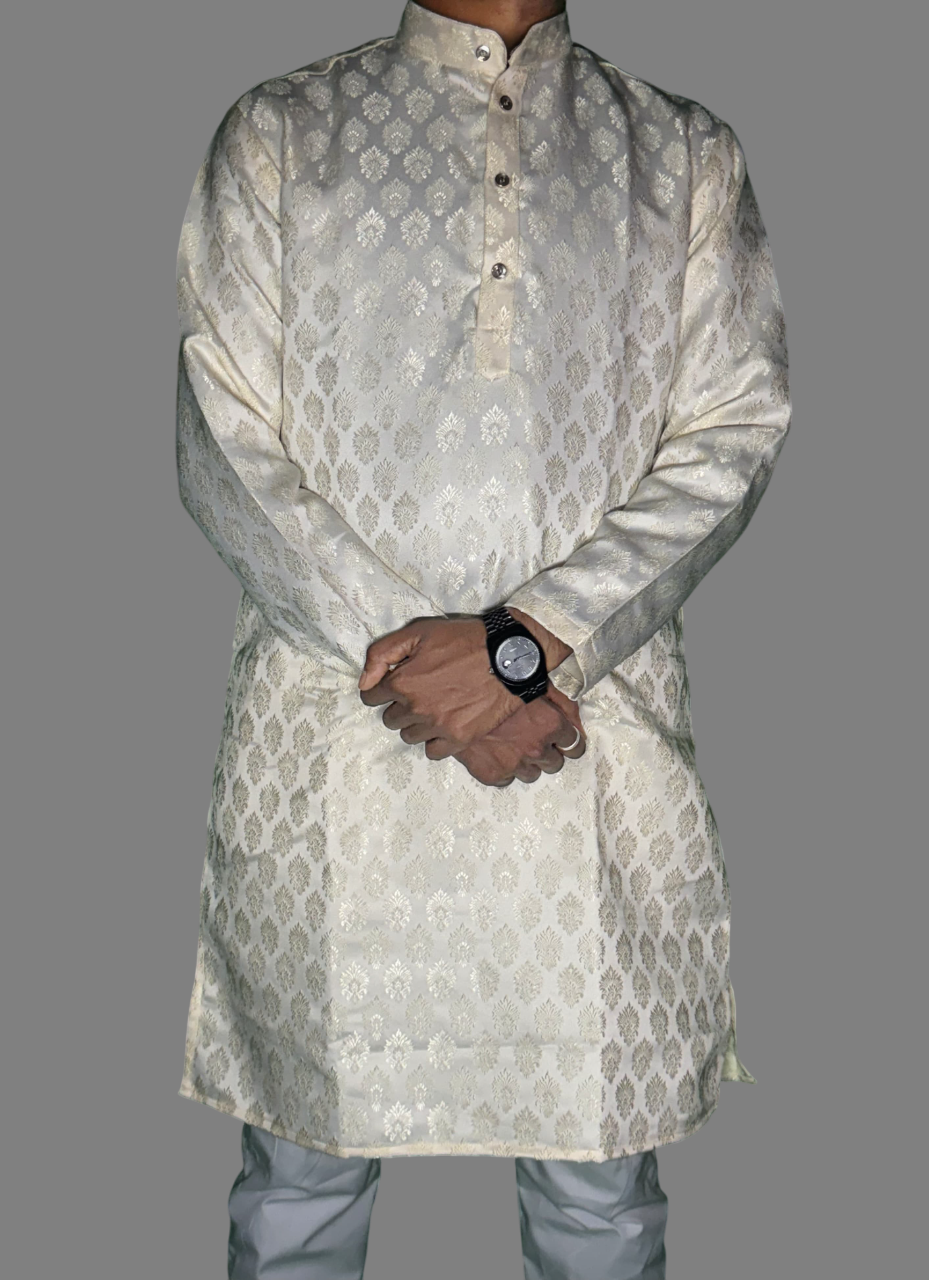 Jacquard Kurta Men’s White 1022