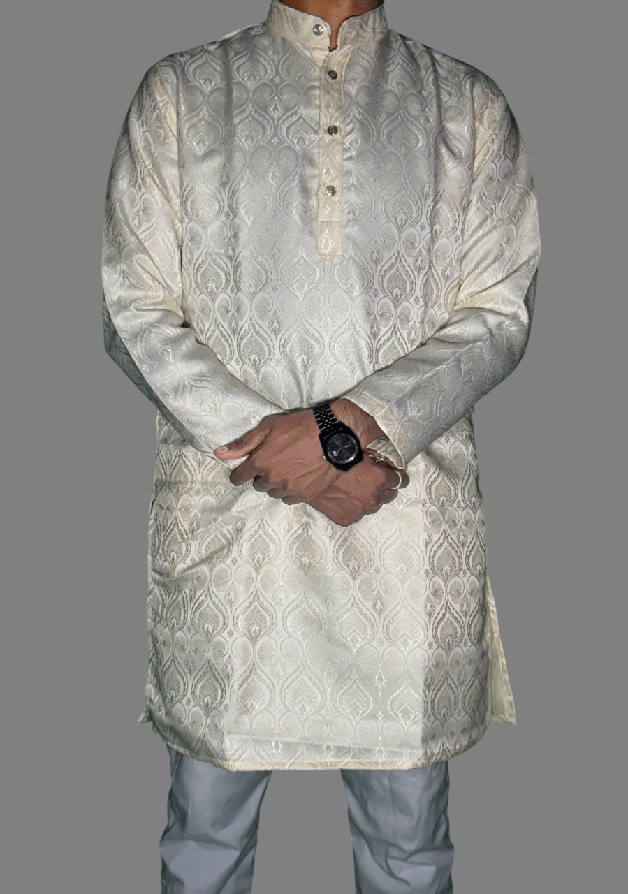 Jacquard Kurta Men’s White 1021