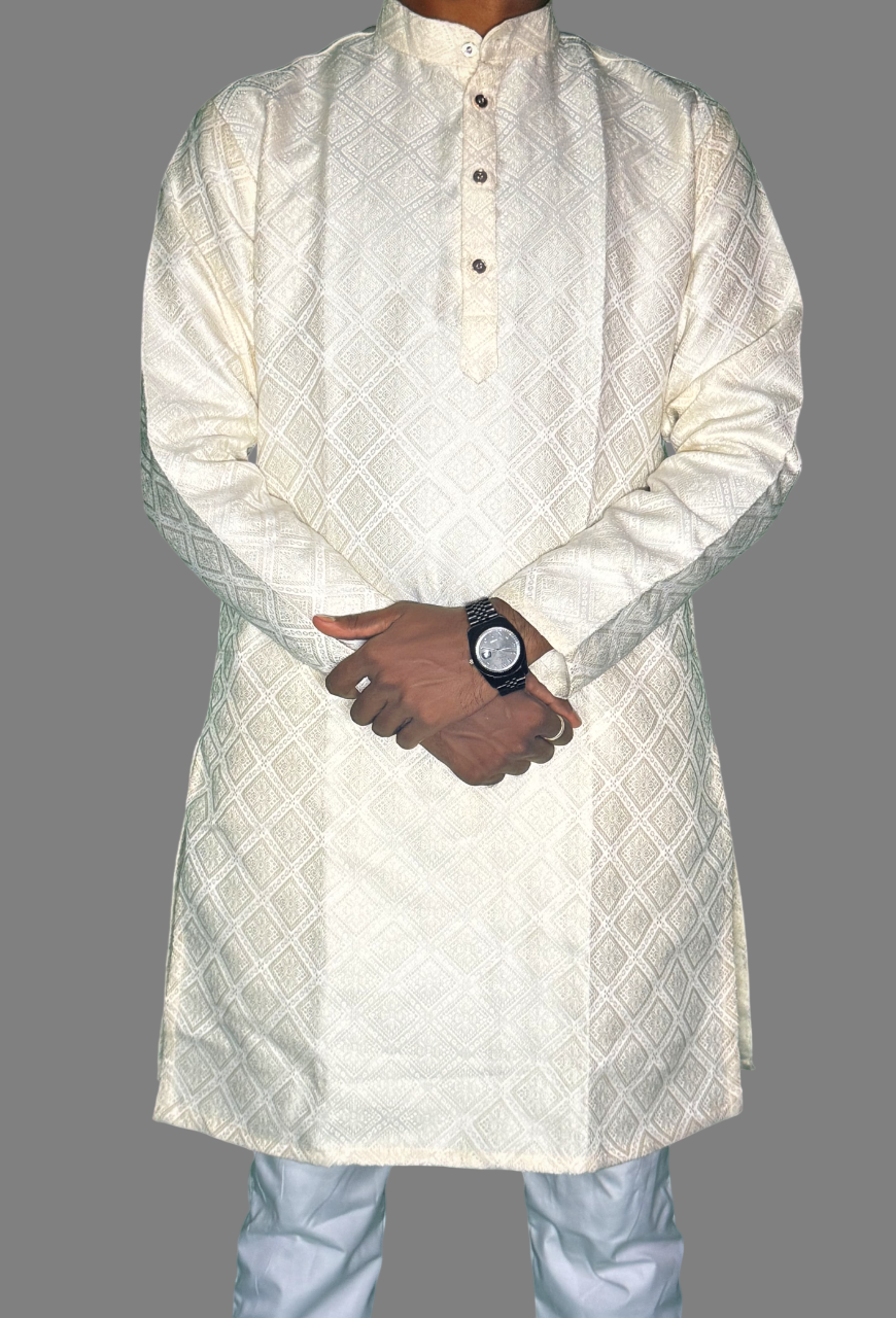 Jacquard Kurta Men’s White 1016