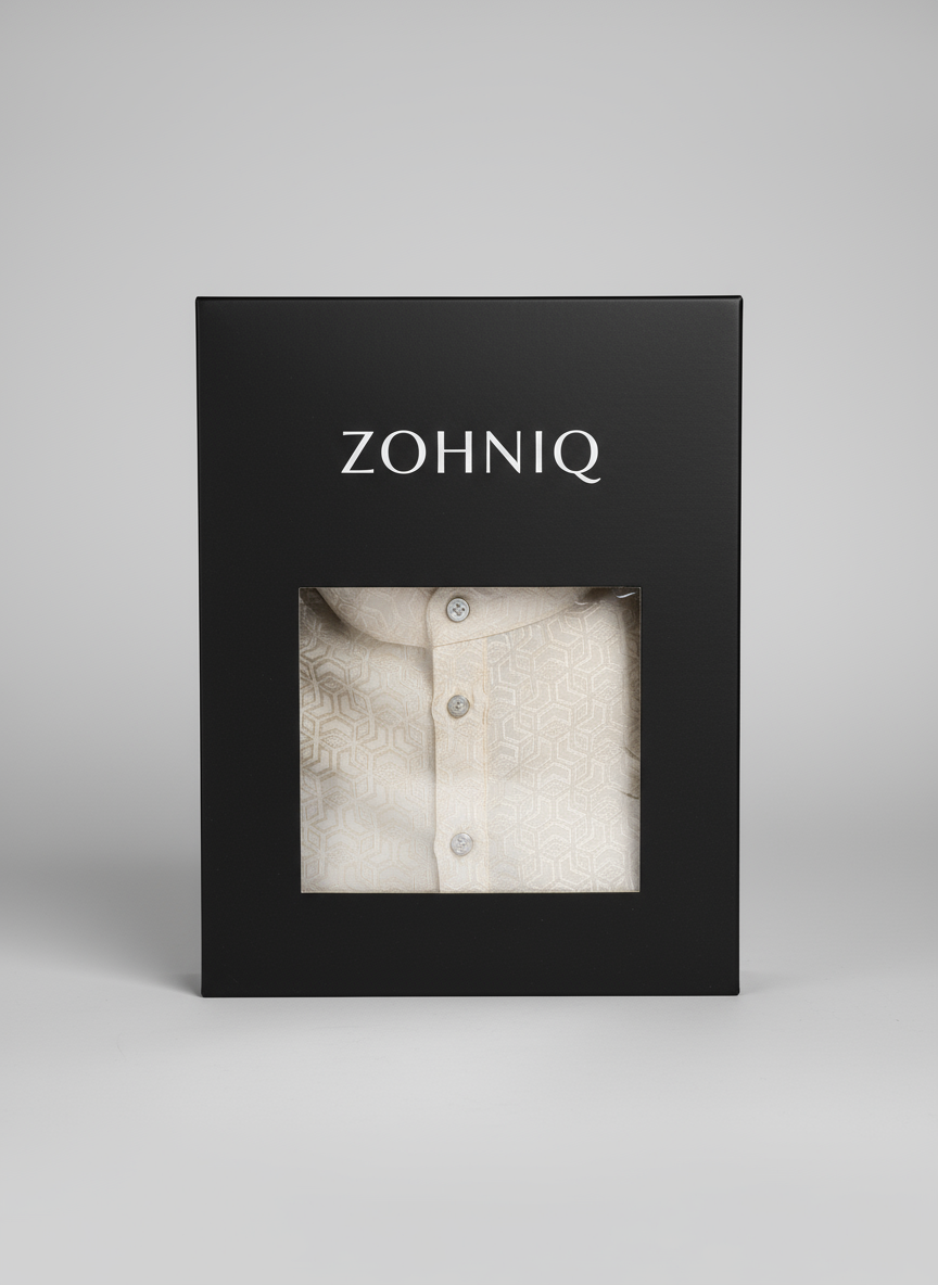 Jacquard Kurta Men’s White 1004