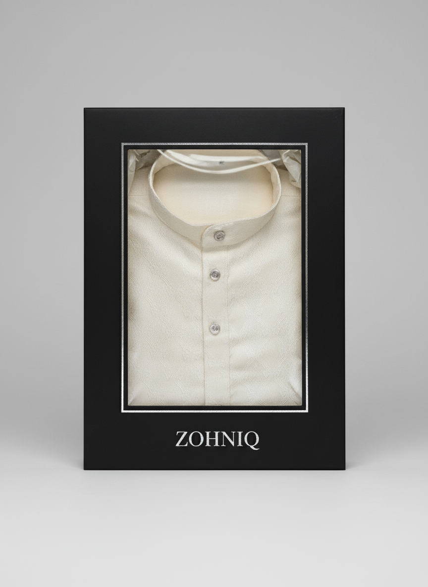 Jacquard Kurta Men’s White 1005