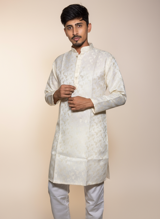 Jacquard Kurta Men’s White 1015