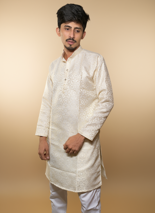 Jacquard Kurta Men’s White 1017