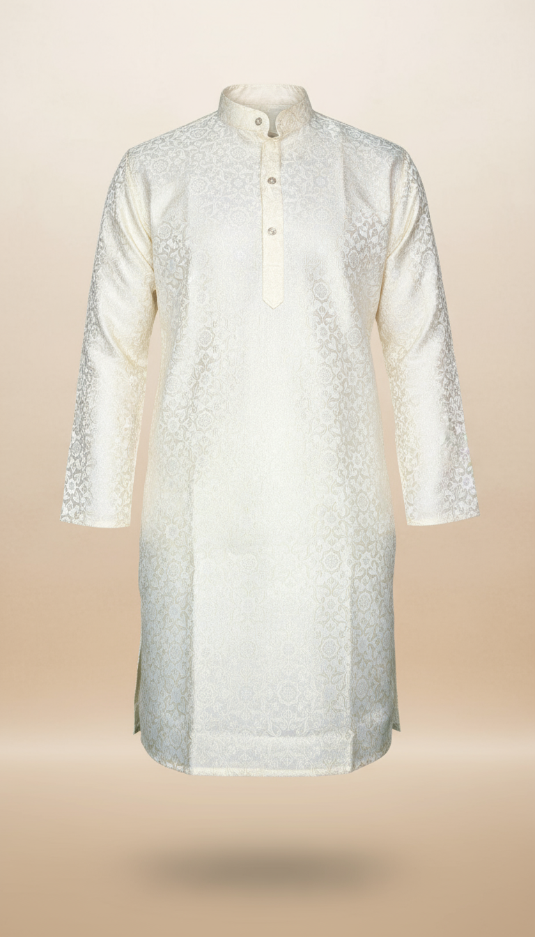 Jacquard Kurta Men’s White 1017