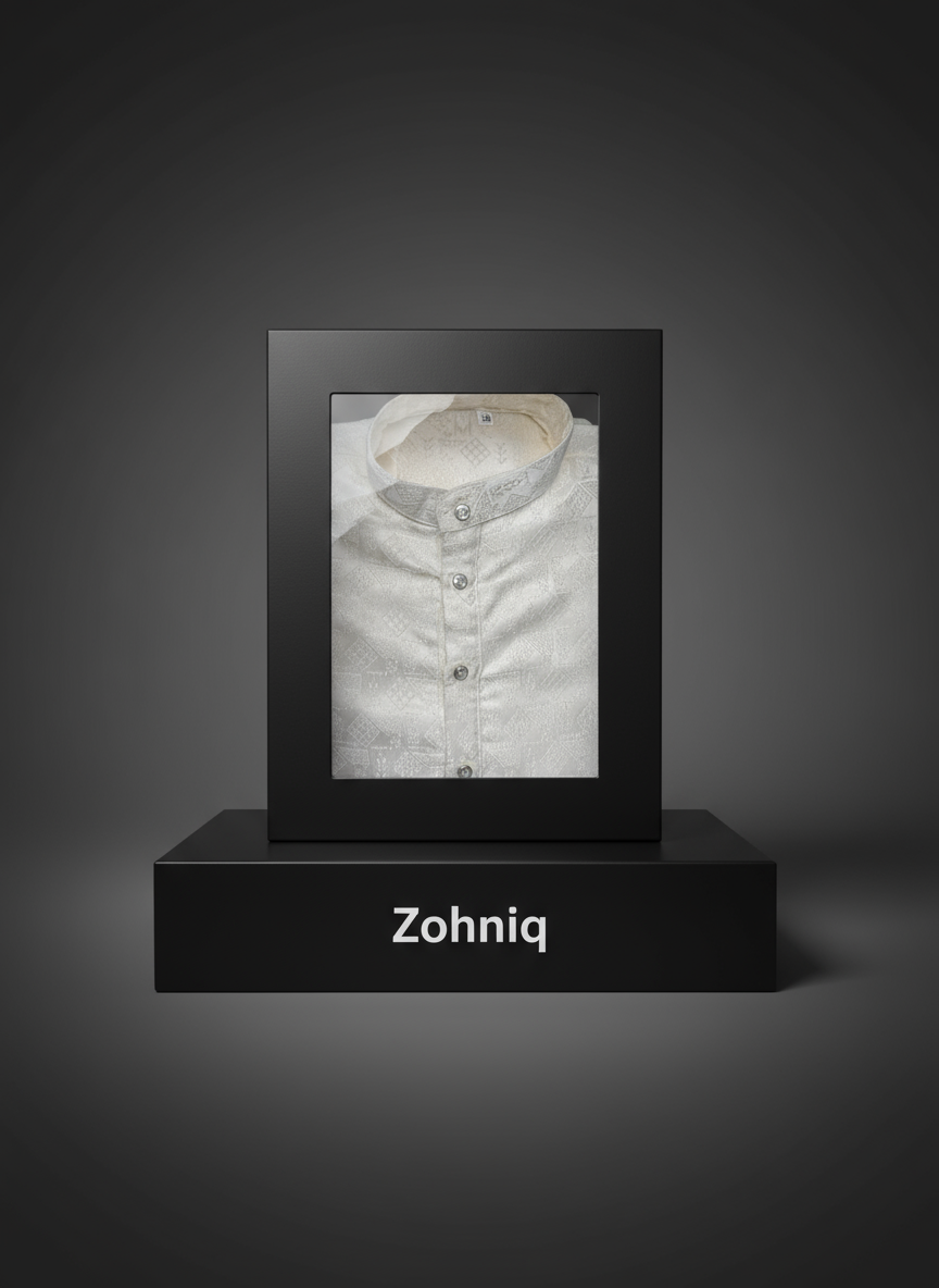 Jacquard Kurta Men’s White 1003