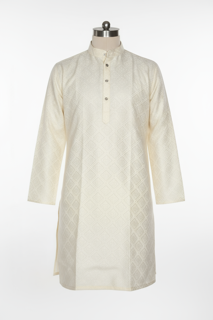 Jacquard Kurta Men’s White 1016