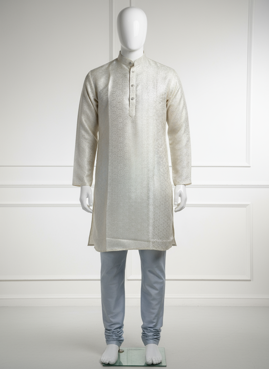 Jacquard Kurta Men’s White 1004