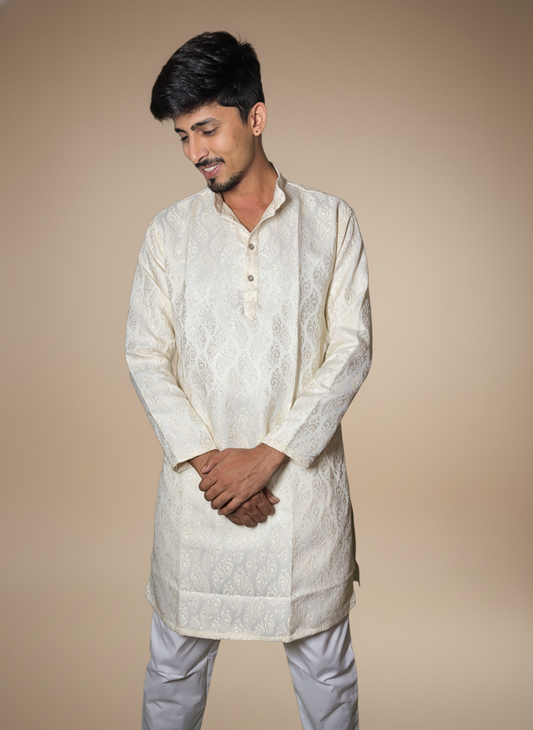 Jacquard Kurta Men’s White 1012