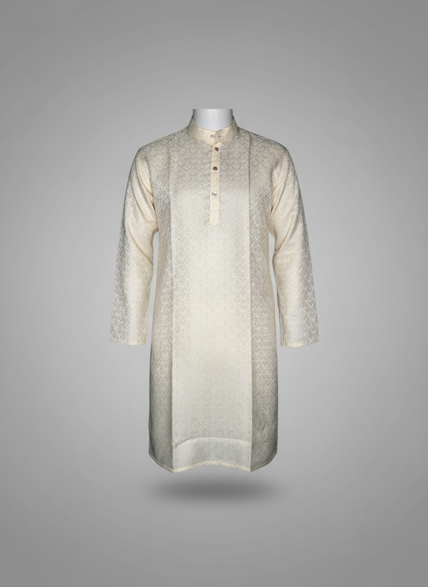 Jacquard Kurta Men’s White 1008