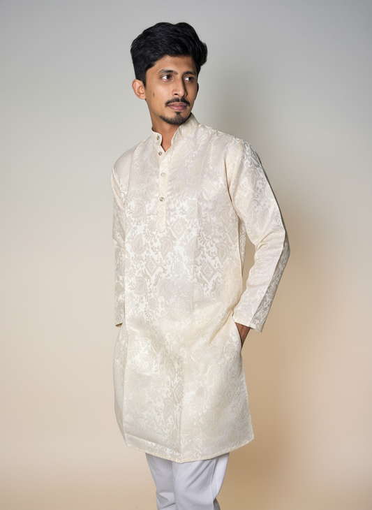 Jacquard Kurta Men’s White 1007