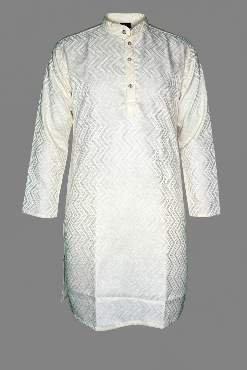 Jacquard Kurta Men’s White 1011